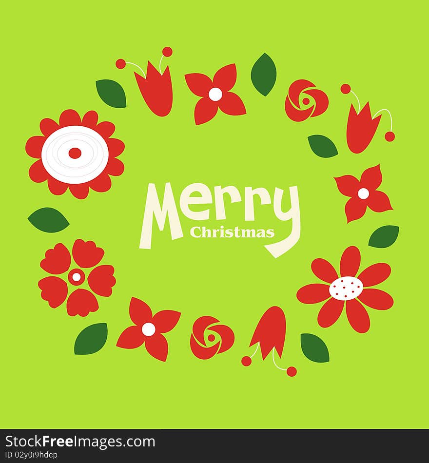 Vector Christmas wreath card template