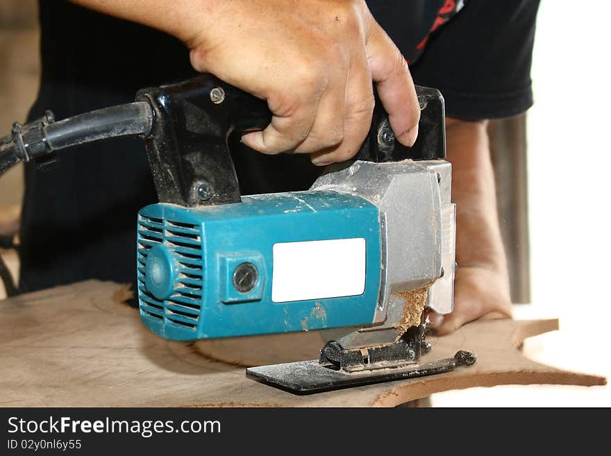 Wood cutting with circular saw. Wood cutting with circular saw