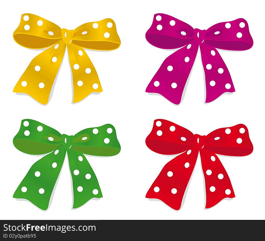 A set of colorful bows. A set of colorful bows