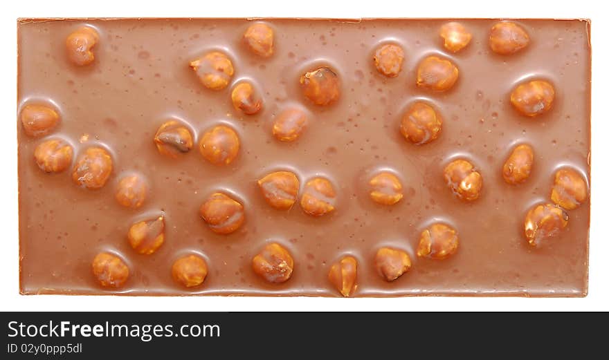 Chocolate bar isolated on a white