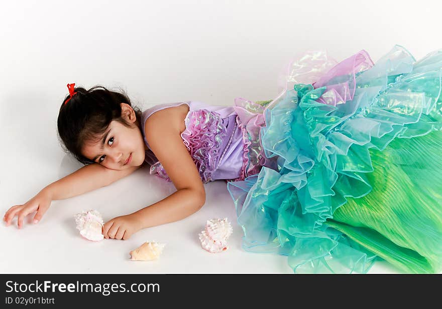 Little girl dressed as mermaid for halloween. Little girl dressed as mermaid for halloween