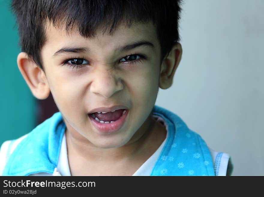 Indian Little Boy Screaming with expression