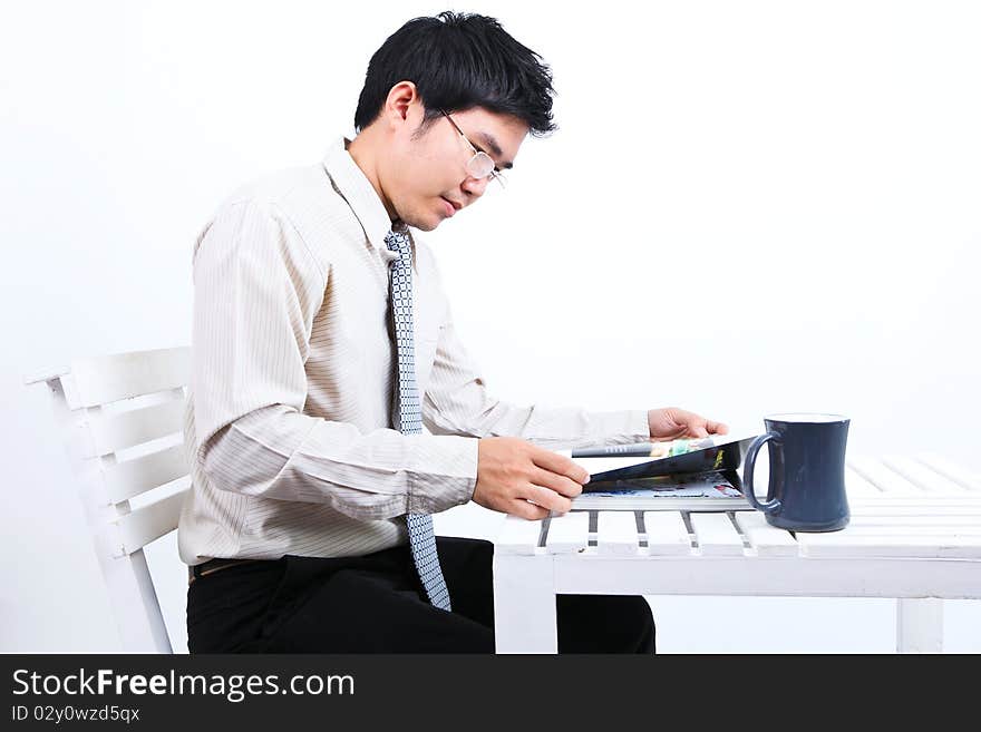 Businessman is relax in the coffee break.