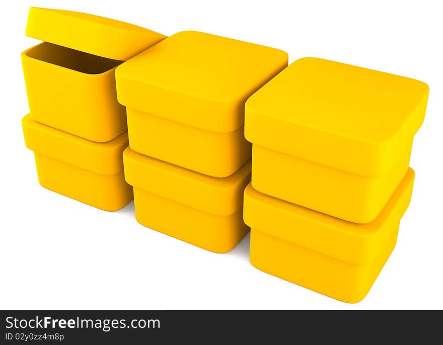 Yellow blank boxes isolated on white background