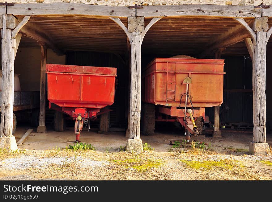 Trailers Parked In A Barn