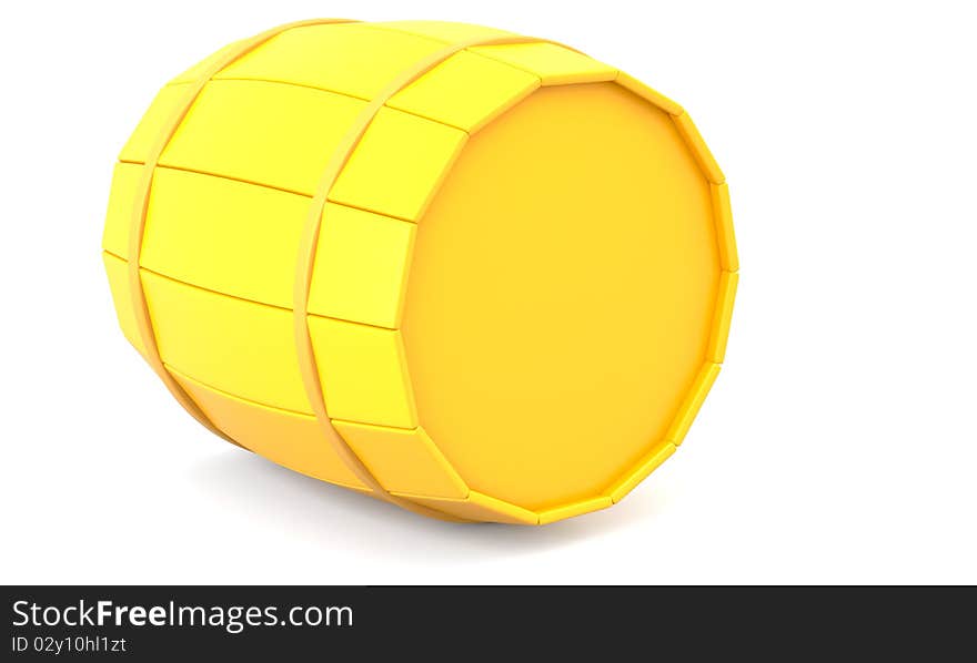 Yellow barrel isolated on white background