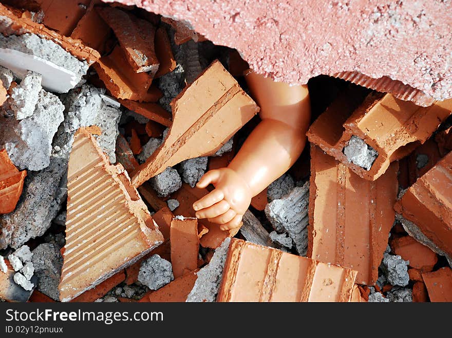 Old abandoned doll hand