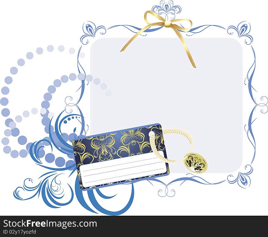 Holiday card in the decorative frame. Illustration