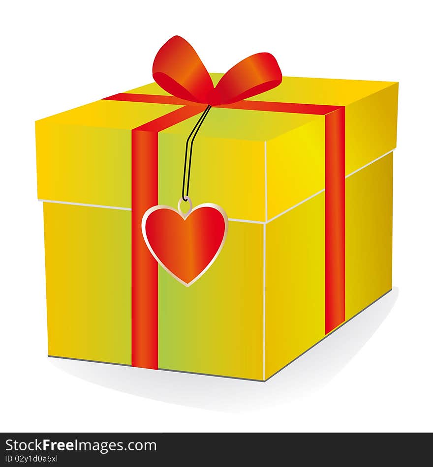 Yellow box with red ribbon