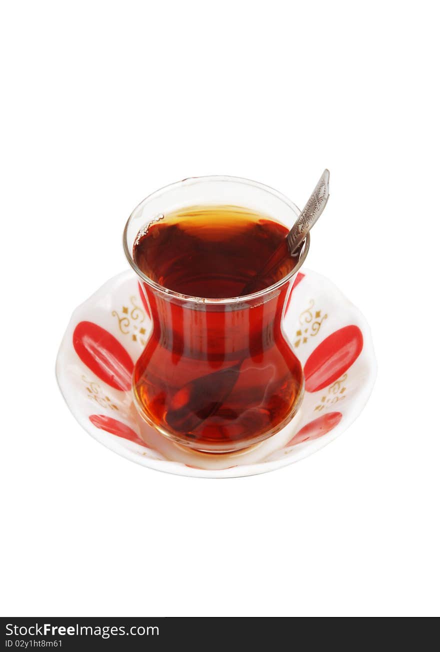 Classic slim black Turkish tea glass