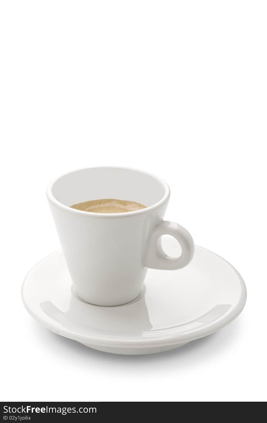 A cup of coffe espresso on white. A cup of coffe espresso on white