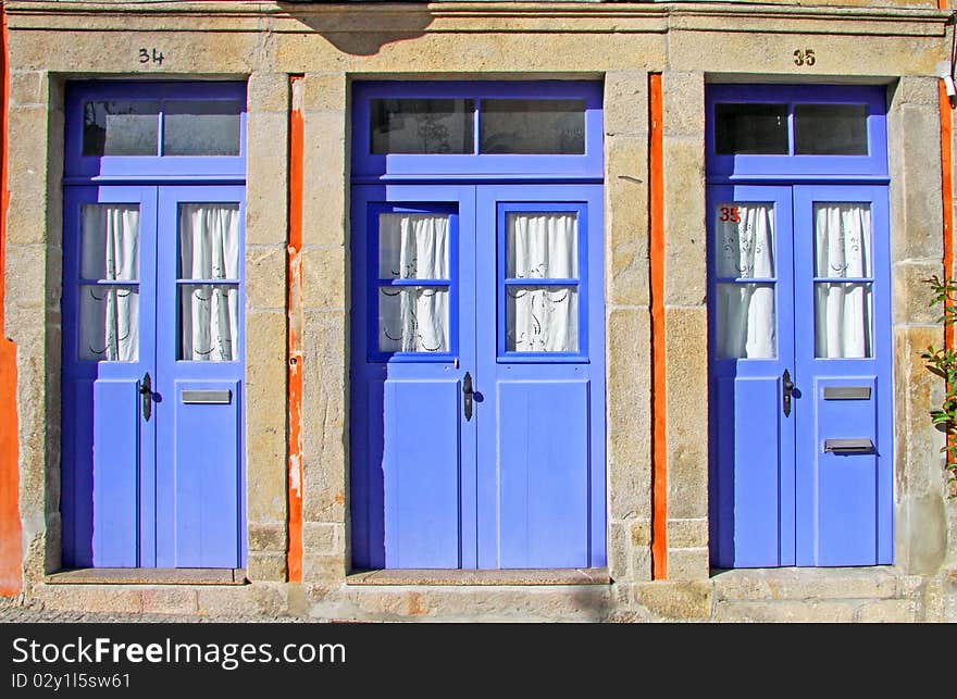 Typical old house blue doors in northen Portugal. Typical old house blue doors in northen Portugal