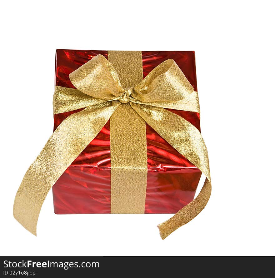 Nice present in red box on white. Nice present in red box on white