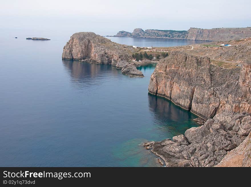 Lindos cliff at Rhodes island