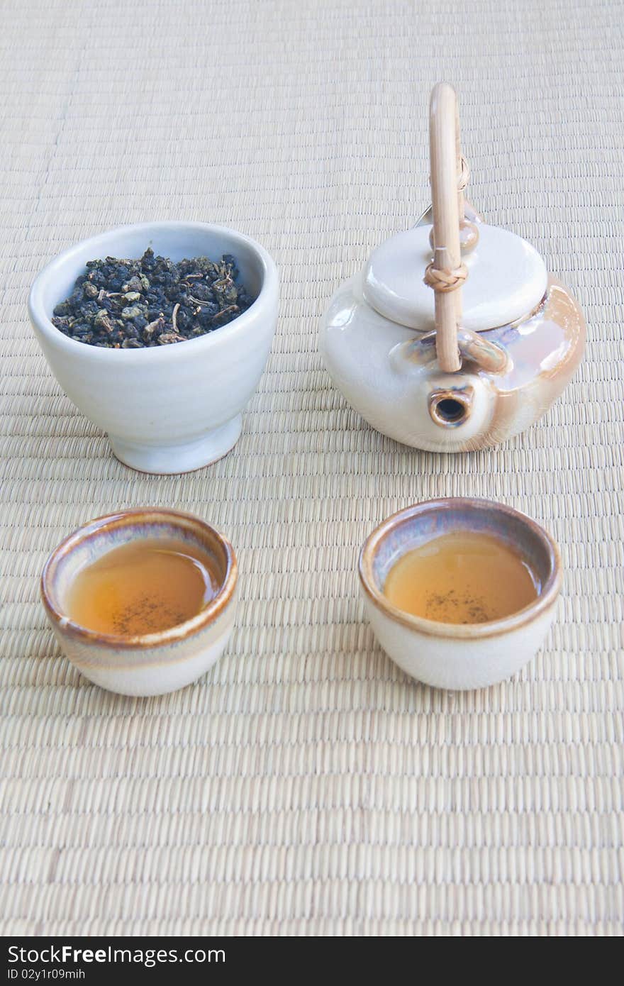 Tea set on the mat