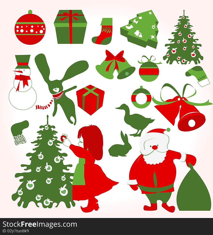 Vectorf christmas and new year set. Vectorf christmas and new year set