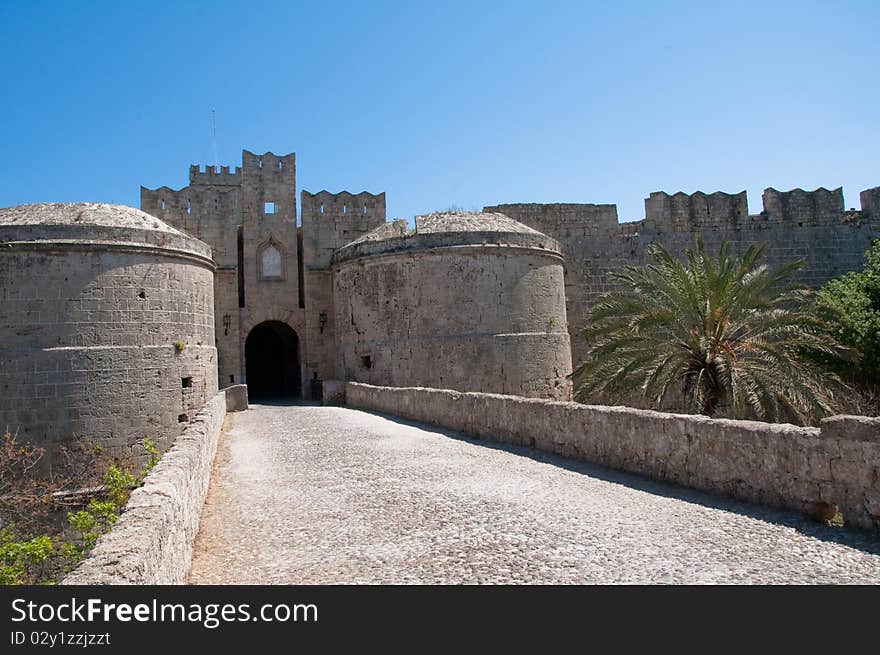 Gate in Wall of Rhodes island. Gate in Wall of Rhodes island