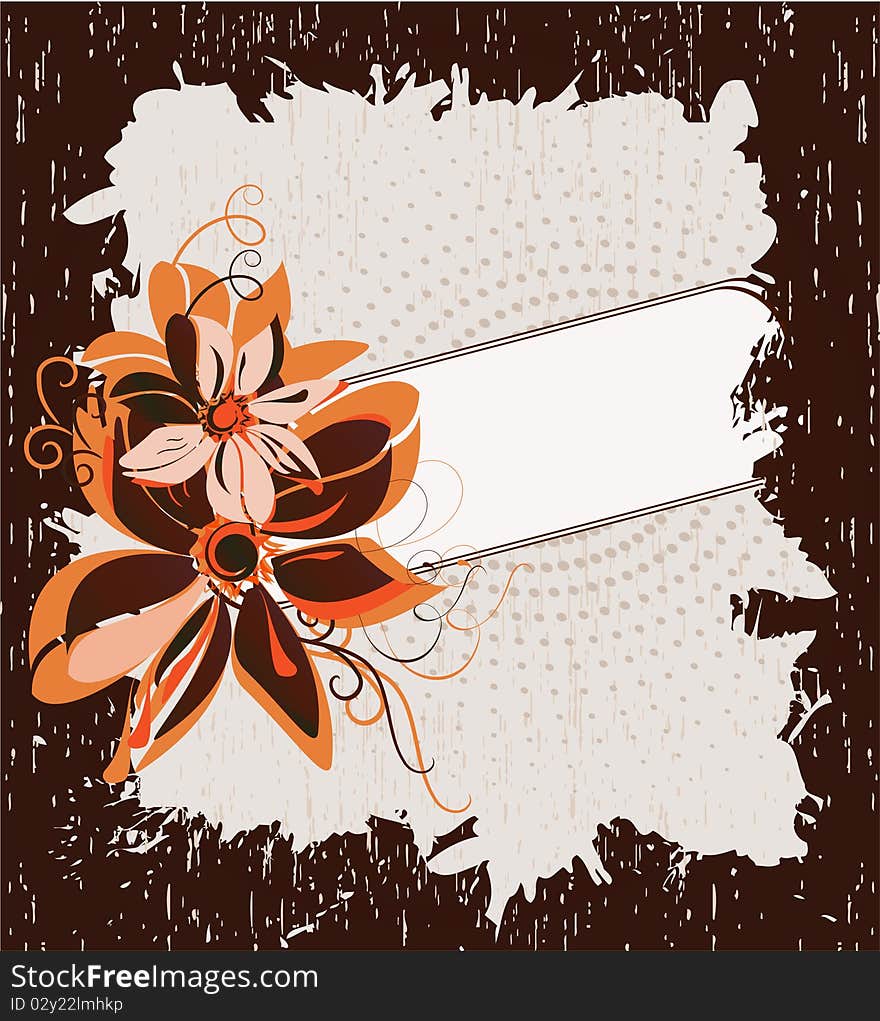 Grunge framework with flowers. Vector illustration