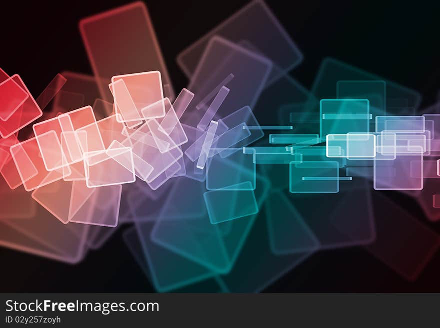 Abstract glowing figures on a colorful background