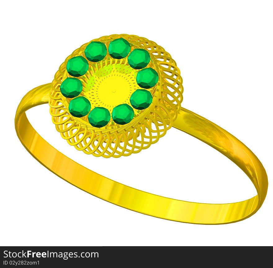 Ring with emeralds