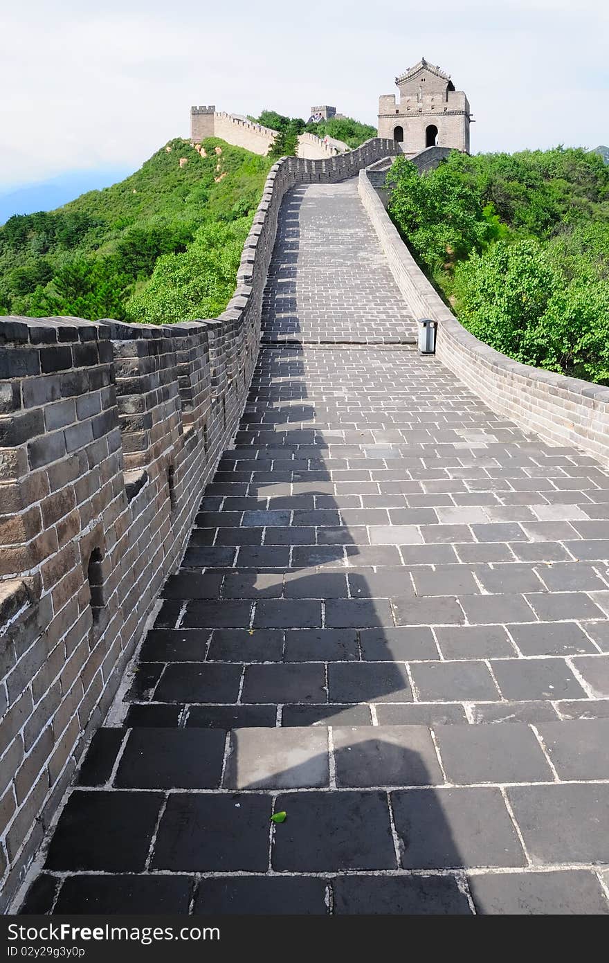 The Chinese great wall at Badaling in the mountains in the north of the capital Beijing. The Chinese great wall at Badaling in the mountains in the north of the capital Beijing