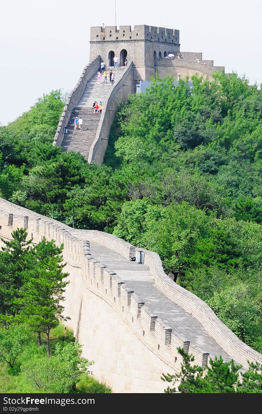 The Chinese great wall at Badaling in the mountains in the north of the capital Beijing. The Chinese great wall at Badaling in the mountains in the north of the capital Beijing