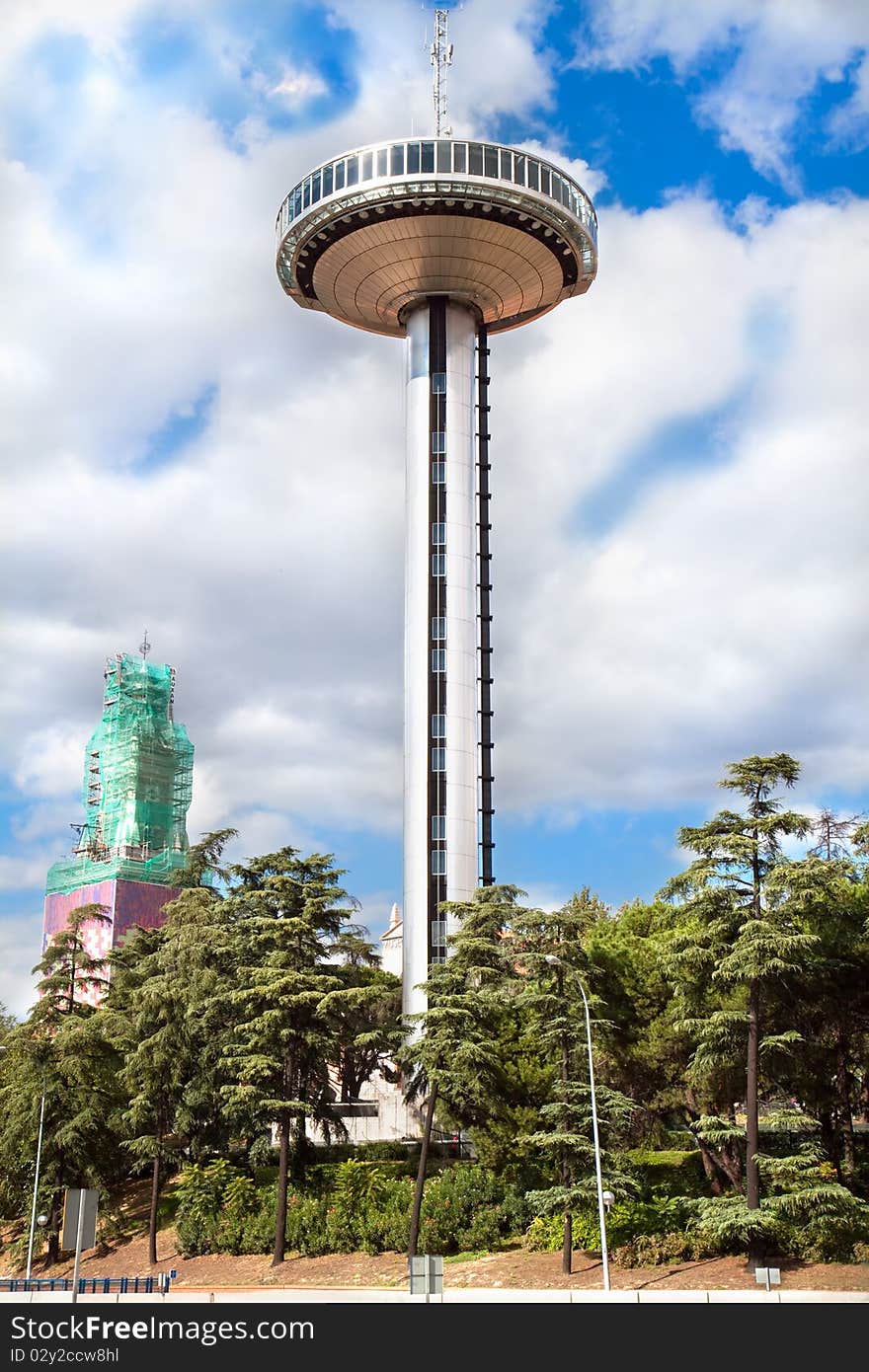 Faro de Moncloa in eveninglight, Madrid, Spain