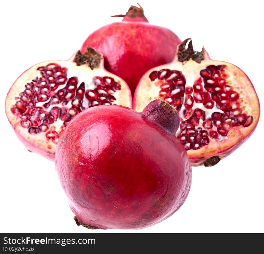 Pomegranates, completely isolated on white. Without shadows. Pomegranates, completely isolated on white. Without shadows