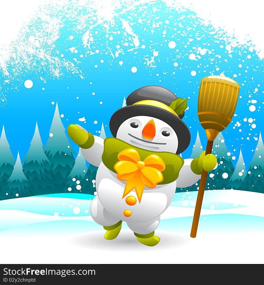 Snowman and decorative background vector. Snowman and decorative background vector