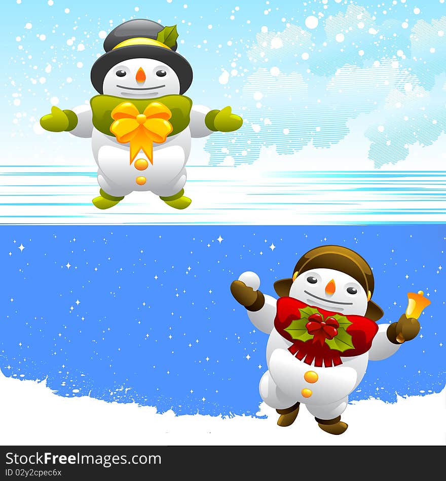 Set of snowman characters illustration vector