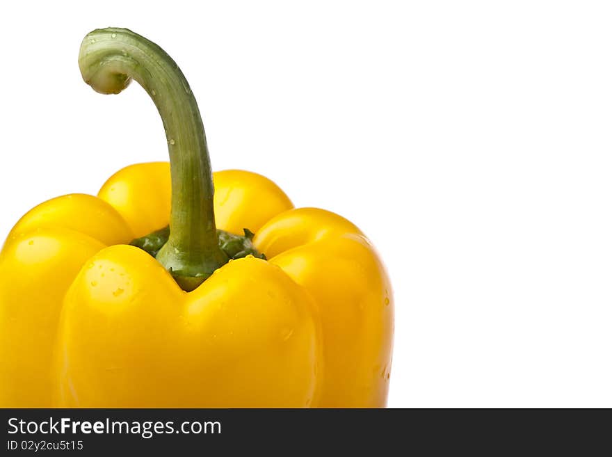 Yellow Pepper Closeup, isolated on white