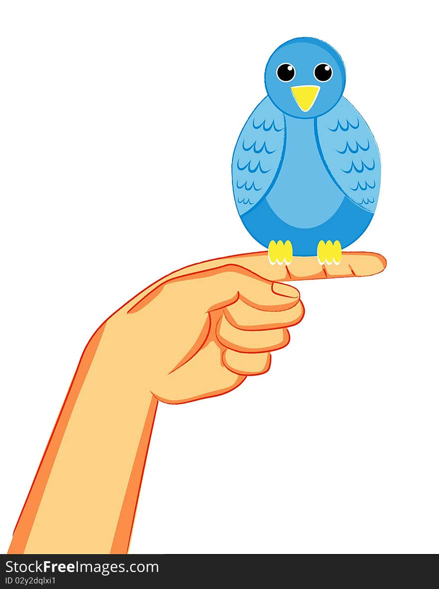 Bird on the finger illustration vector