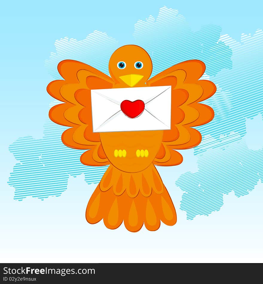 Love bird with letter illustration vector