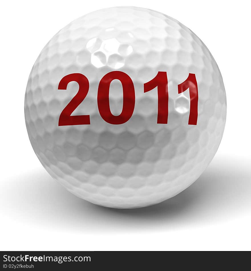 Single golf ball with year 2011 stamped on it