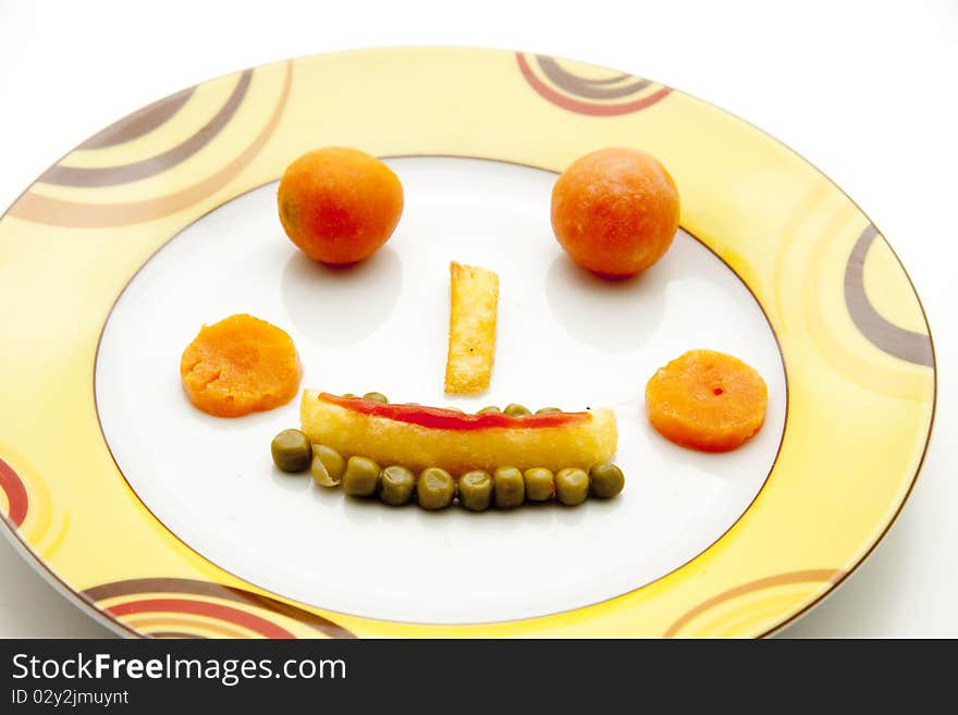 Face From Peas With Carrots