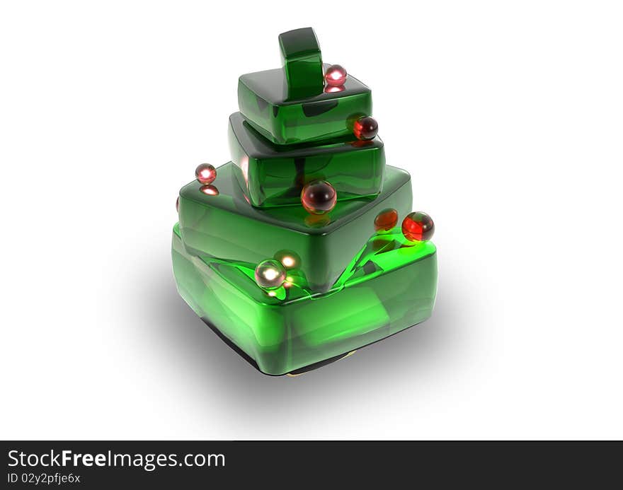 A 3D rendered Crystal Christmas tree