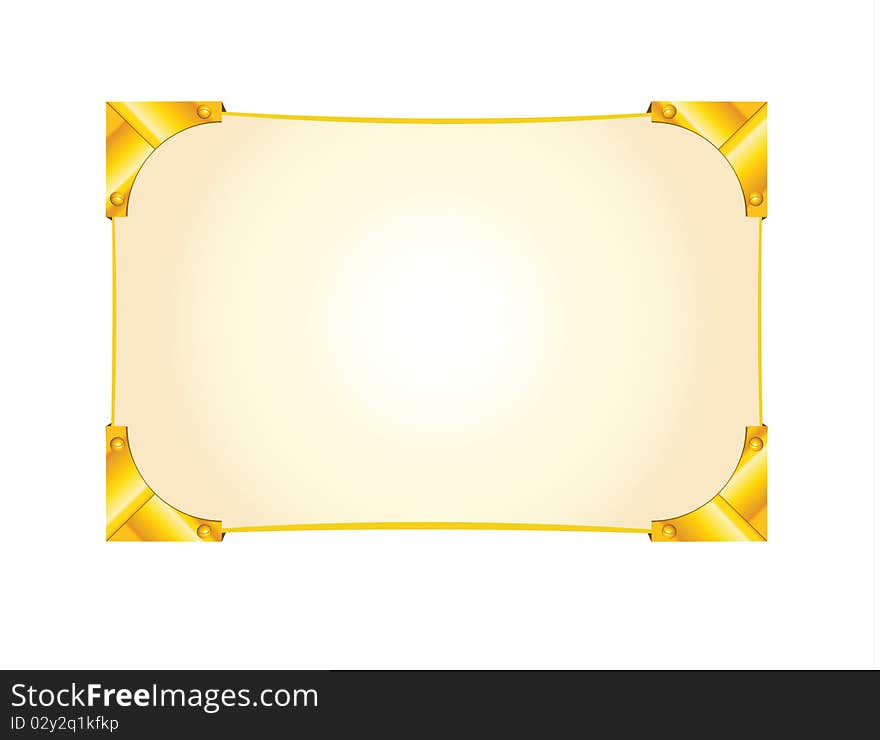 Vintage frame with golden corners isolated over white