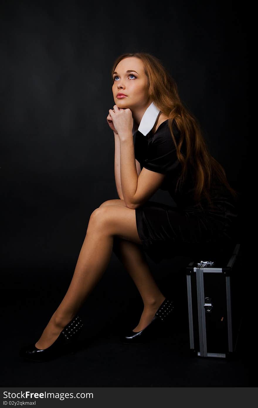 Portrait of beautiful young girl in studio