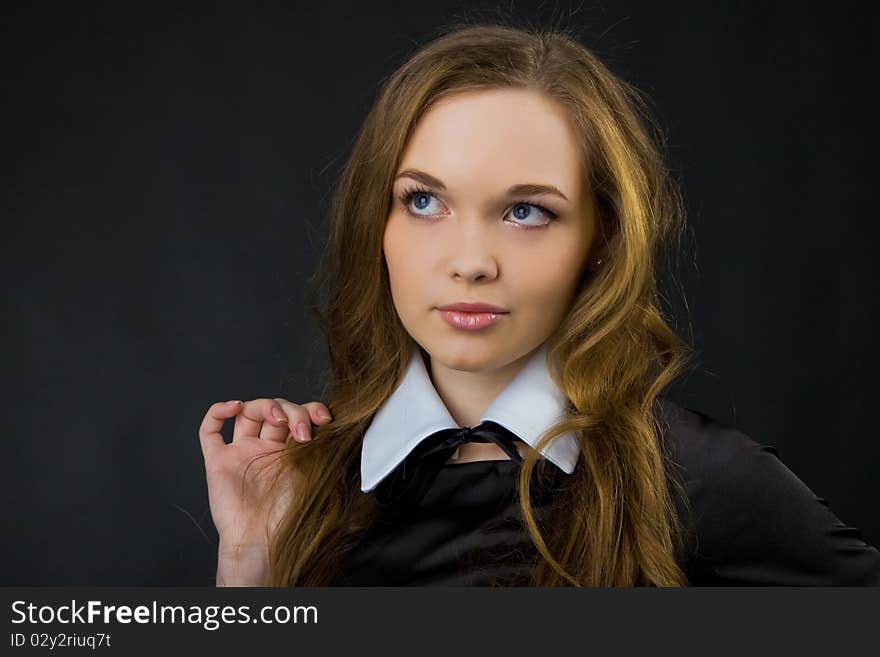 Portrait of beautiful young girl in studio