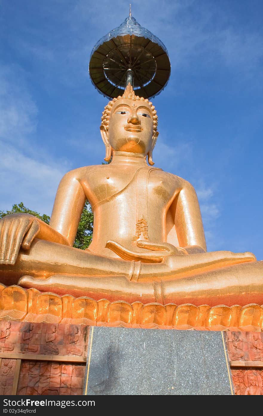 The blue sky and big buddha in Thailand. The blue sky and big buddha in Thailand