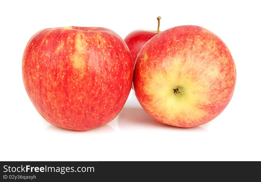 Three Red Apples Isolated.