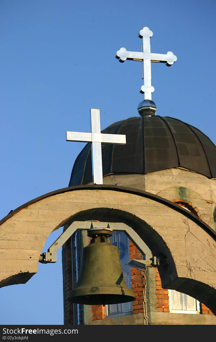 Bells of small orthodox church in Sumarice park, Kragujevac, Serbia. Bells of small orthodox church in Sumarice park, Kragujevac, Serbia