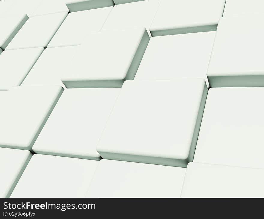 Wall of white rounded cubes where each element is shifted relative to each other. Abstract background/. Wall of white rounded cubes where each element is shifted relative to each other. Abstract background/