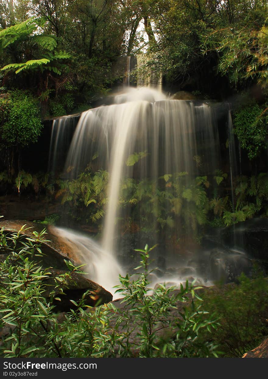 The cascades upper waterfall spilling over with storm water