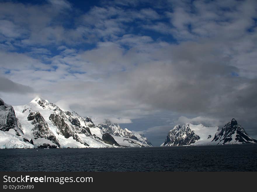 Antarctica Glacier under blue sky