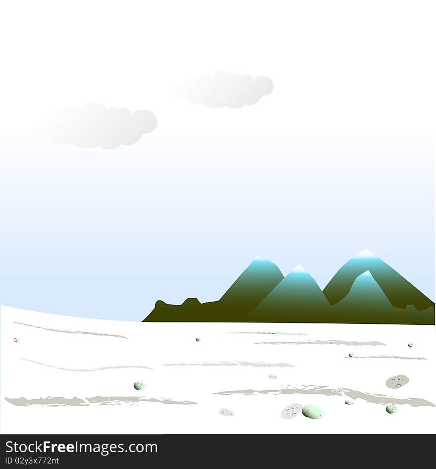 Beautiful illustration glacier hills in the ocean. Beautiful illustration glacier hills in the ocean