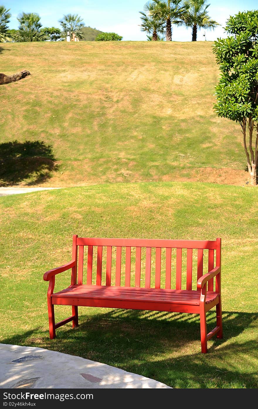 Red chair in the nature