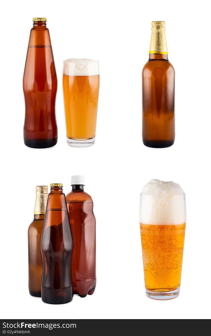 Beer in bottles, glass, set.