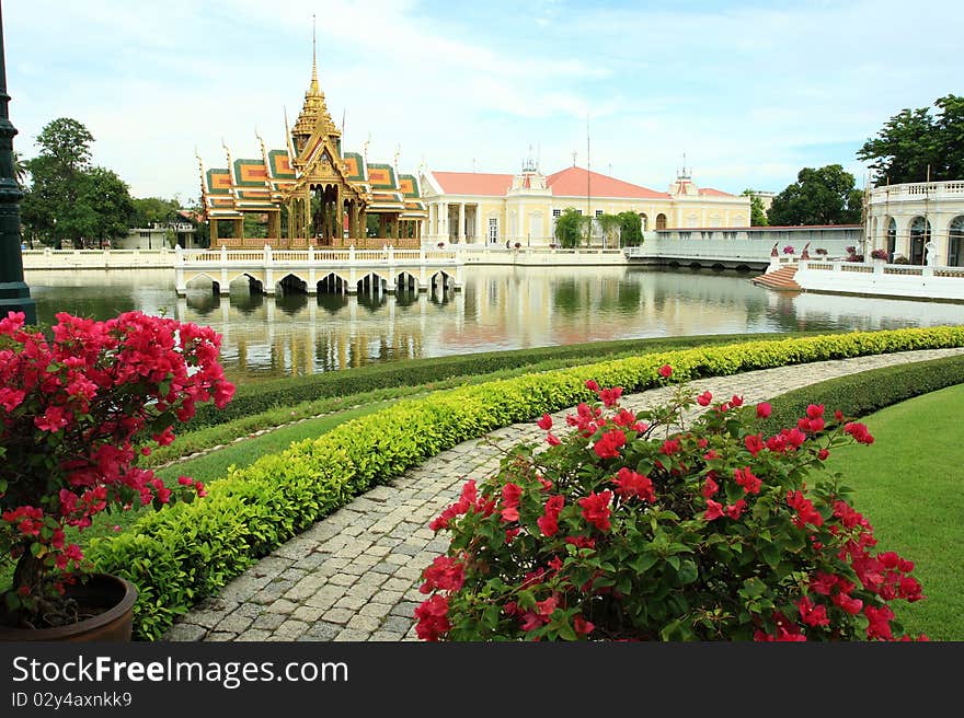 Beautiful garden walkway background Pavilion. Beautiful garden walkway background Pavilion