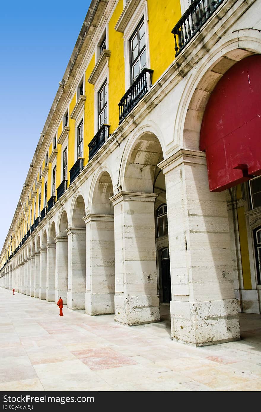 Side view on the buildings of the beautiful square. Side view on the buildings of the beautiful square